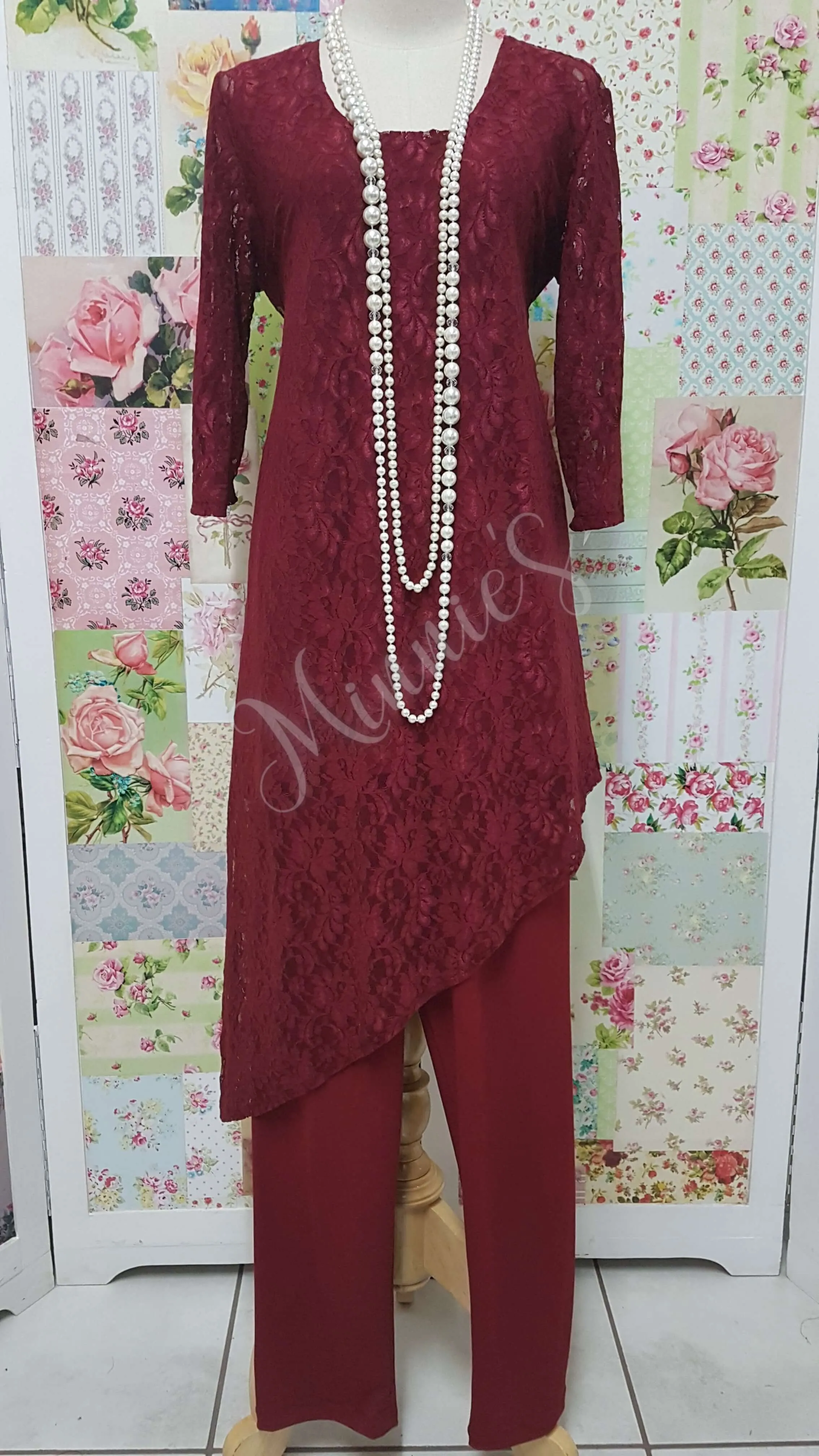 Burgundy 3-Piece Pants Set MB019