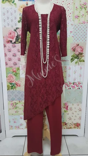 Burgundy 3-Piece Pants Set MB019