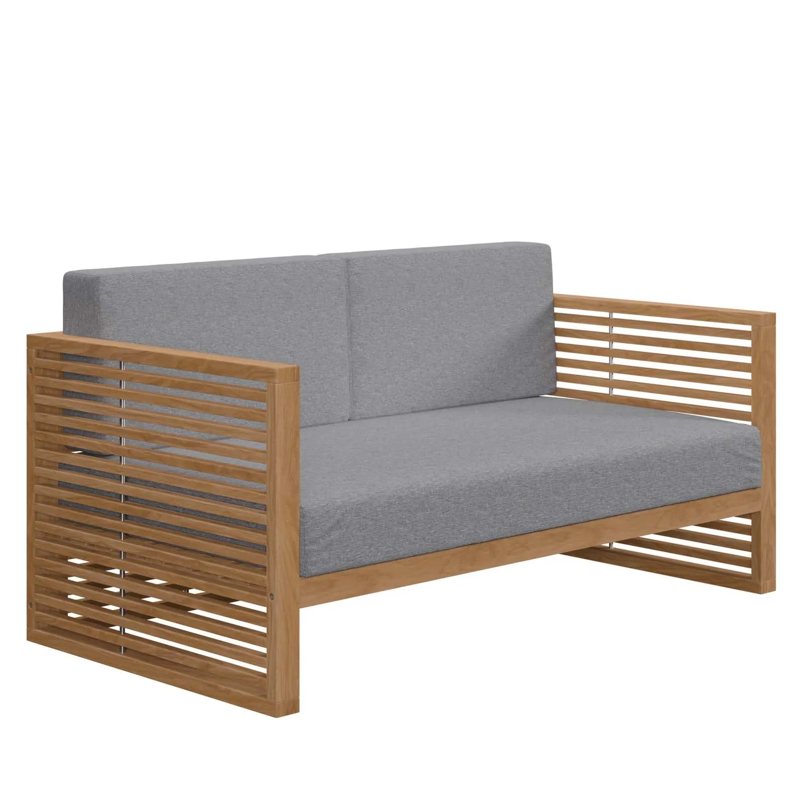 Carlsbad Teak Wood Outdoor Patio Loveseat By Modway - EEI-5605 - Natural Gray