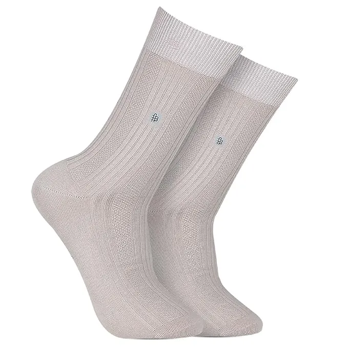 Cosmic Ribbed Formal Socks - Light Grey