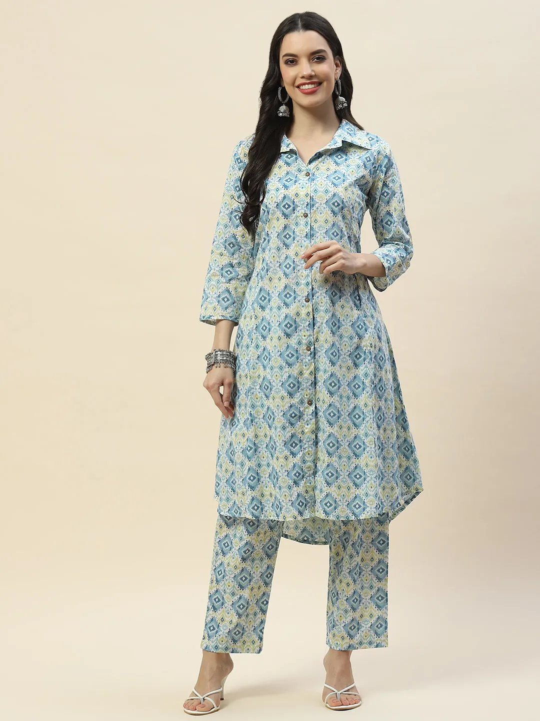 Cotton Shirt-style Kurta Set