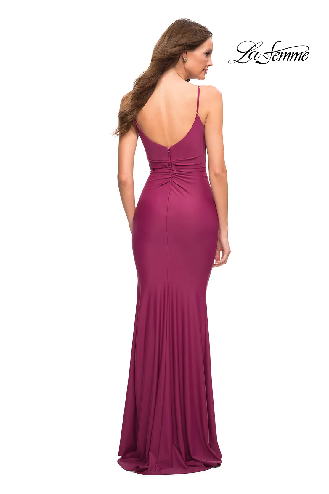 Cowl-V-Neck Long Tight Prom Dress by La Femme