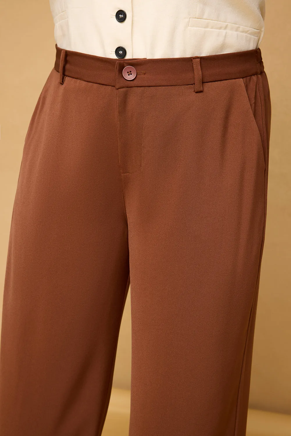 Curve Hazelwood Brown Sleek Korean Pants