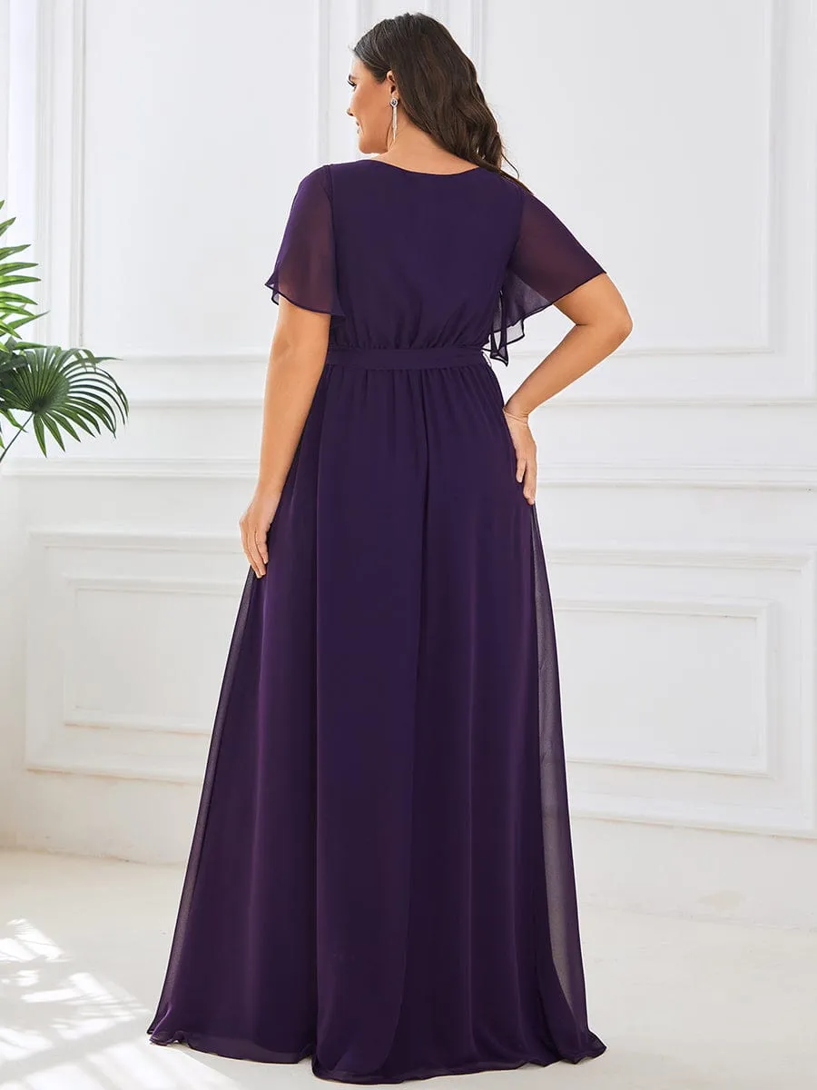 Custom Size Tie-Waist Pleated A-line Evening Dress