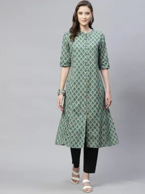 Divena Green Cotton Flex Kurta