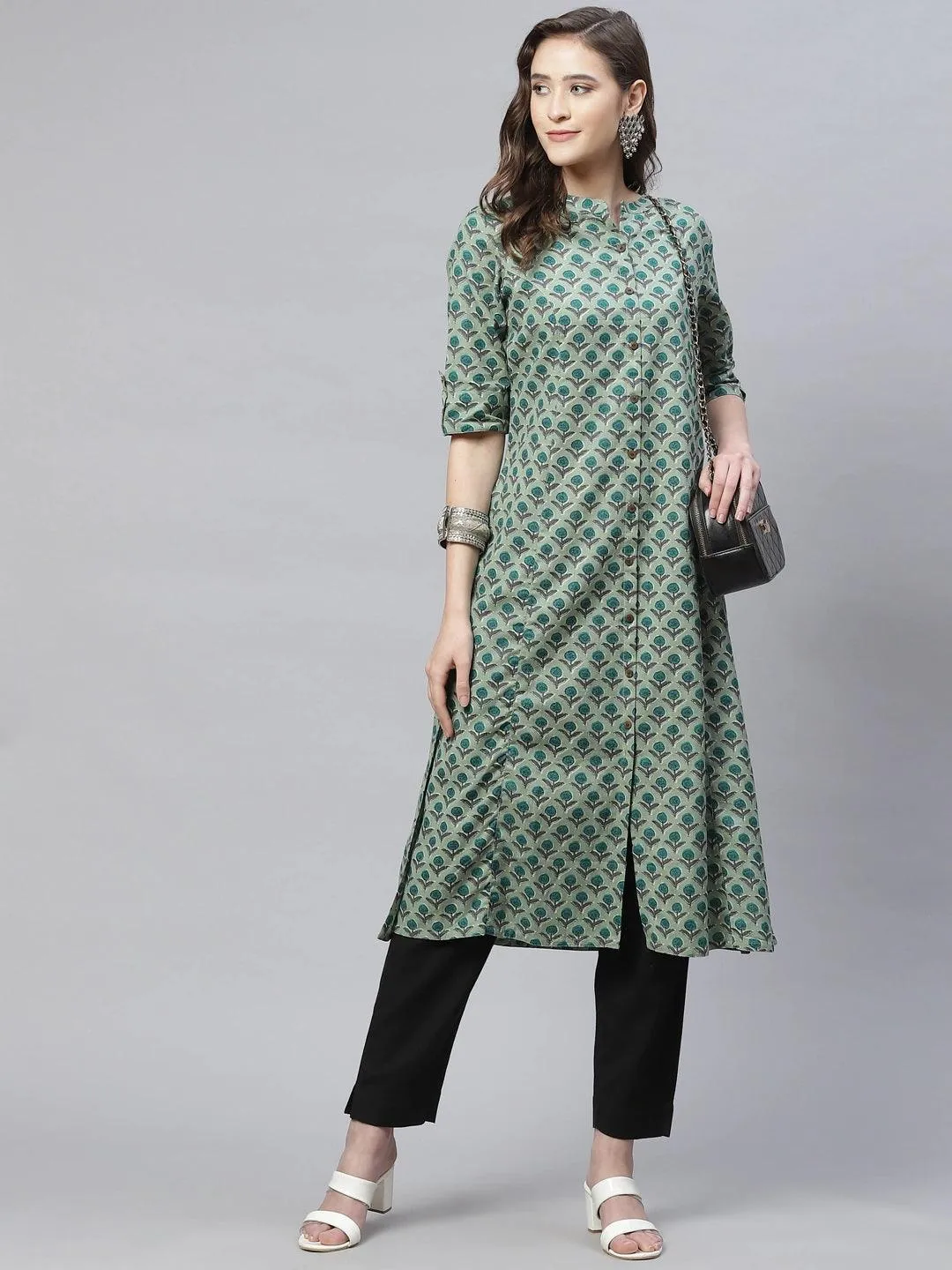 Divena Green Cotton Flex Kurta