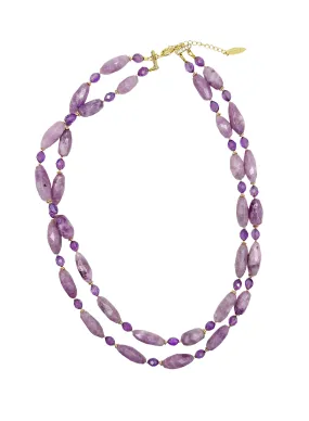 Double Layers Purple Gemstone Necklace LN018