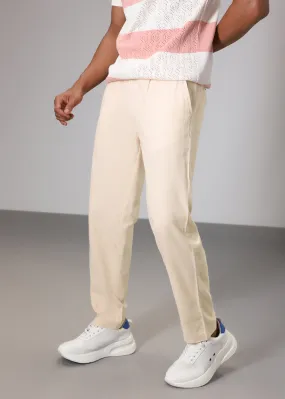 Ecru Cream Comfort Fit Linen Pant