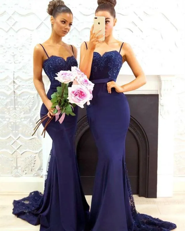 Elegant Lace Appliques Sweetheart Mermaid Backless Bridesmaid Dresses