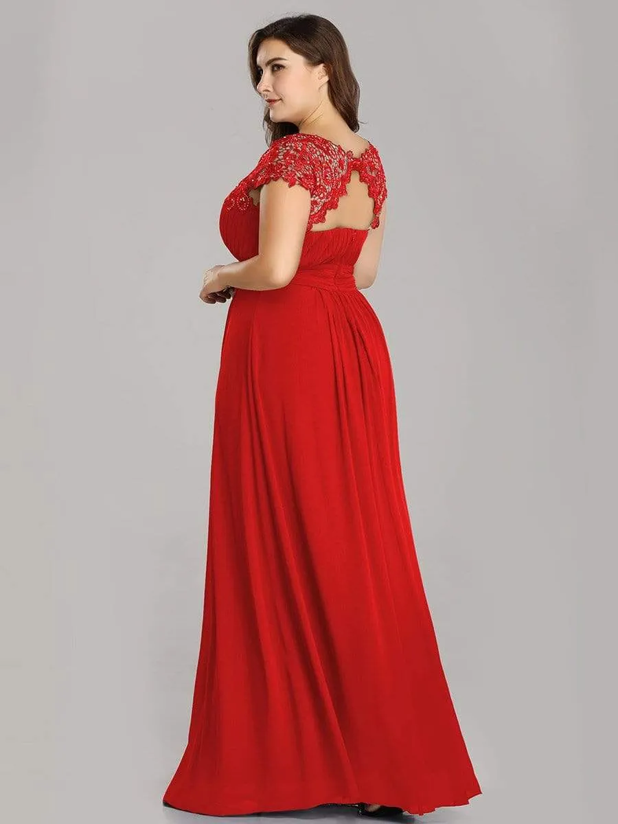 Elegant Maxi Long Lace Bridesmaid Dress with Cap Sleeve