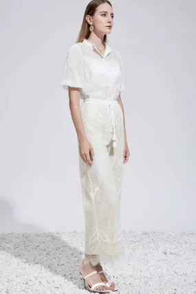 Ella Lace Pants - Cream/White