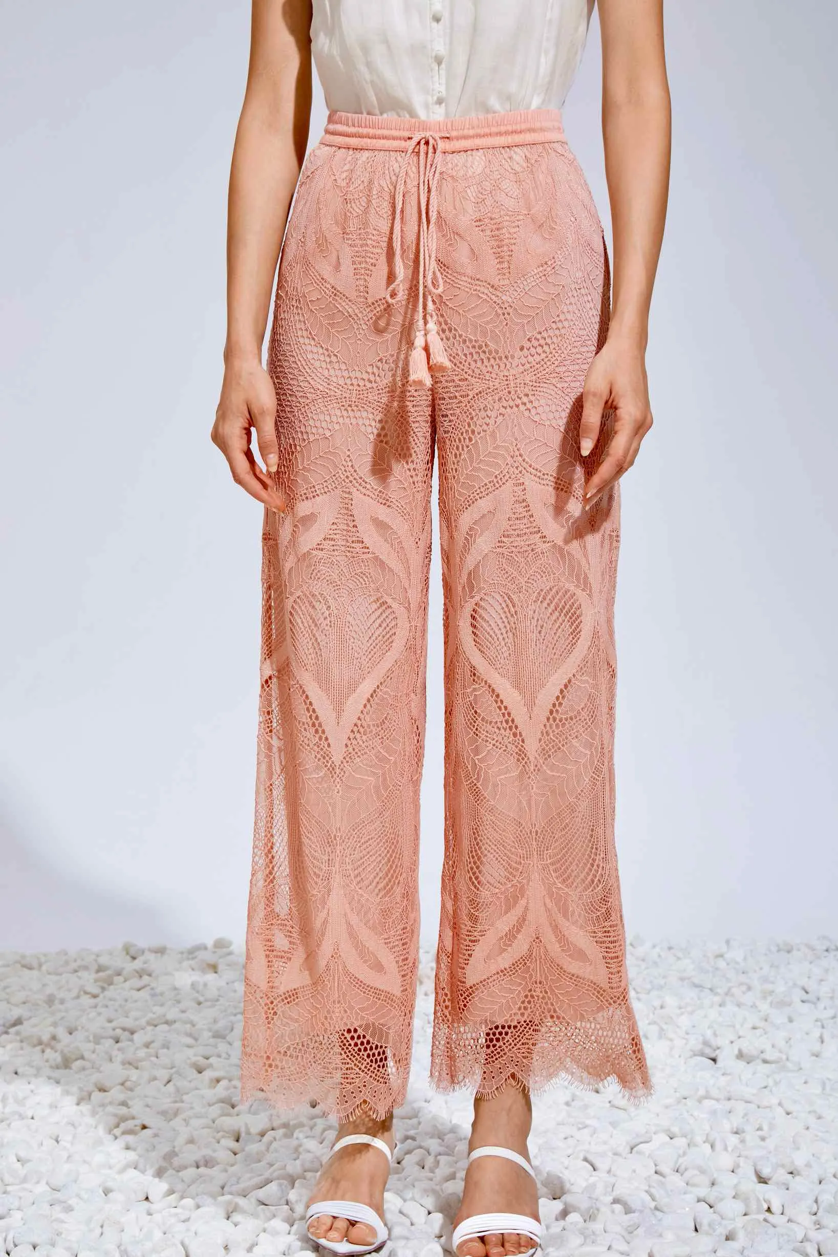 Ella Lace Pants - Salmon Pink