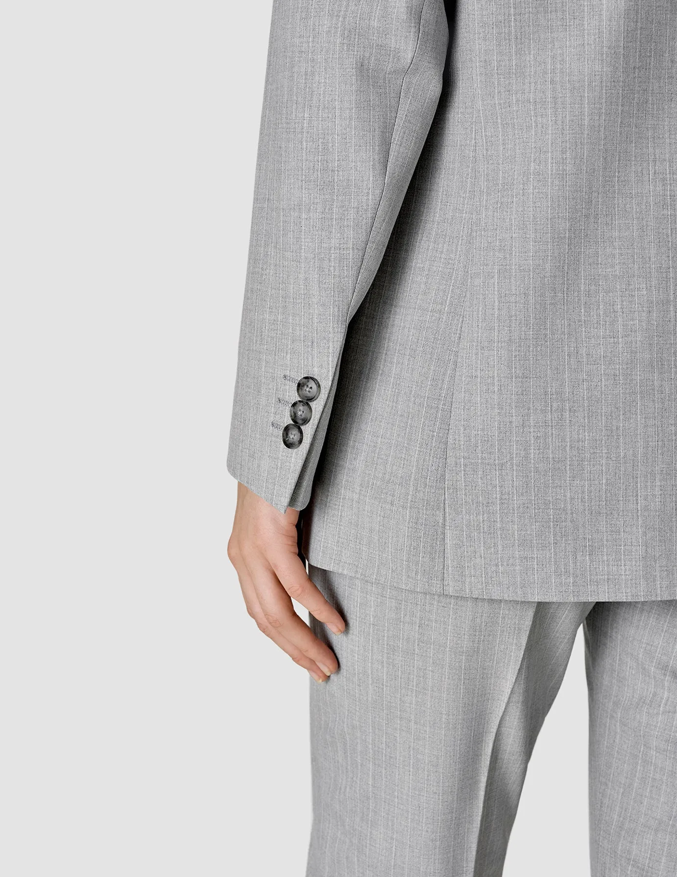 Essential Suit Tapered Light Grey Pinstriped