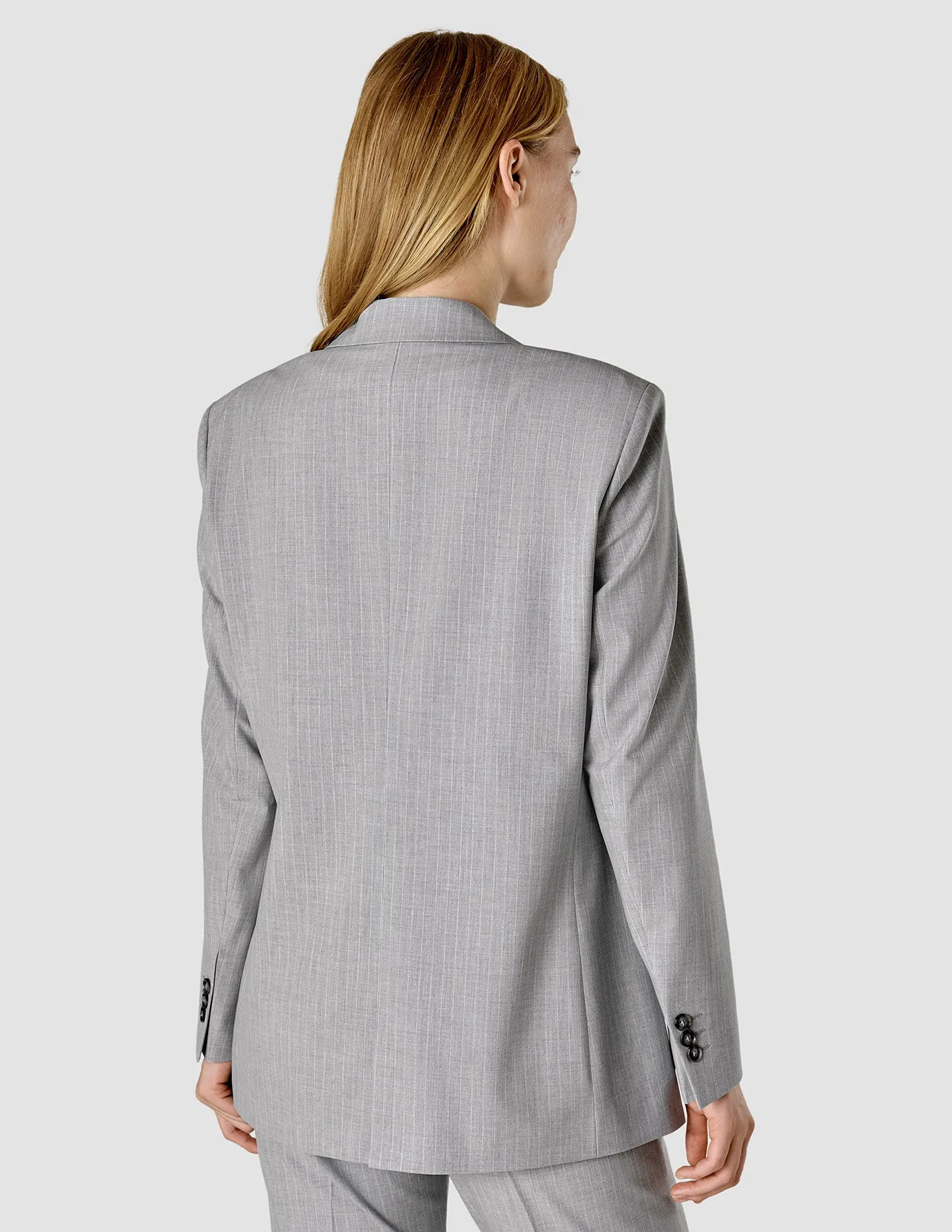 Essential Suit Tapered Light Grey Pinstriped