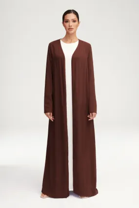 Essential Woven Open Abaya - Espresso