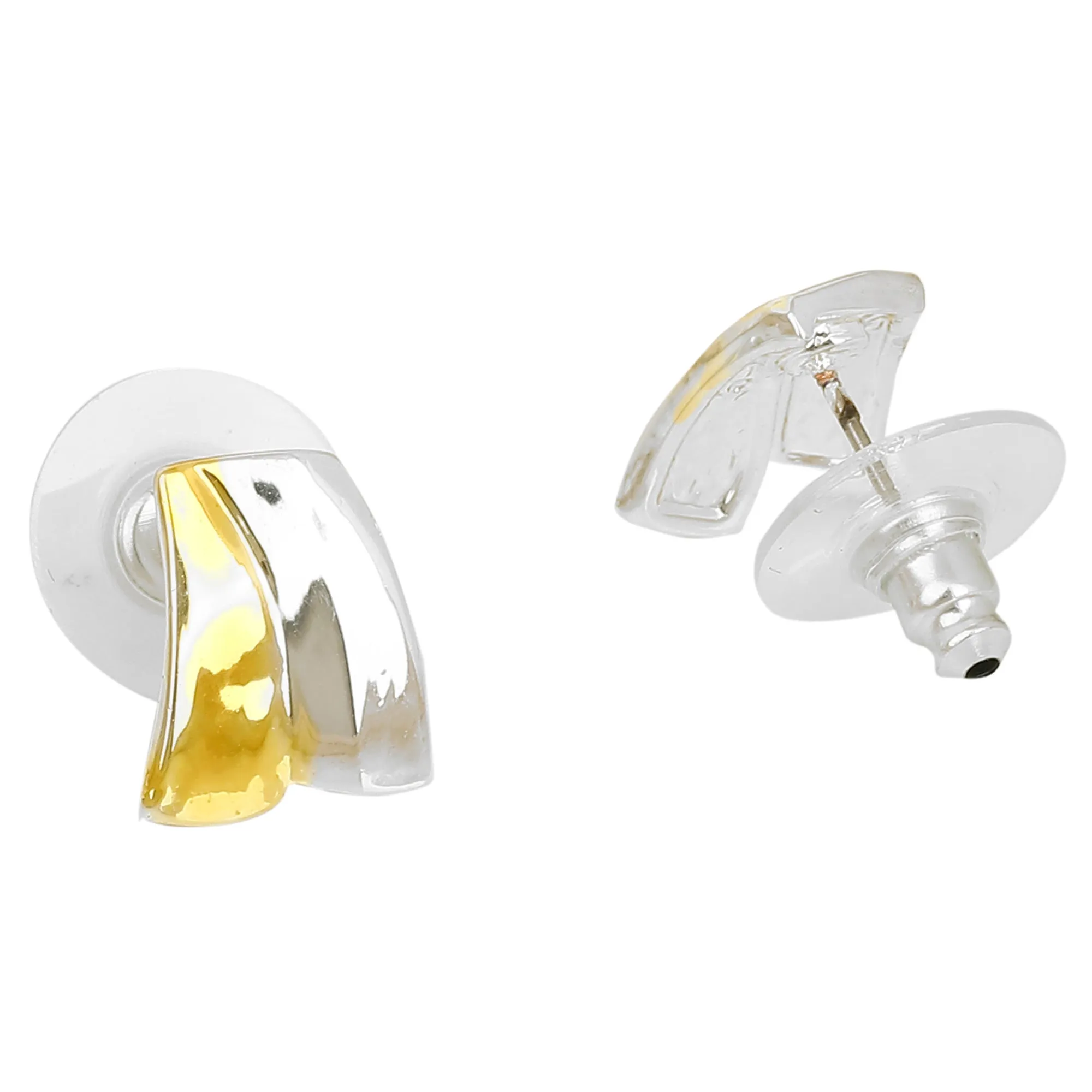 Estele Gold and Silver Plated Ribbon end Stud Earrings for women