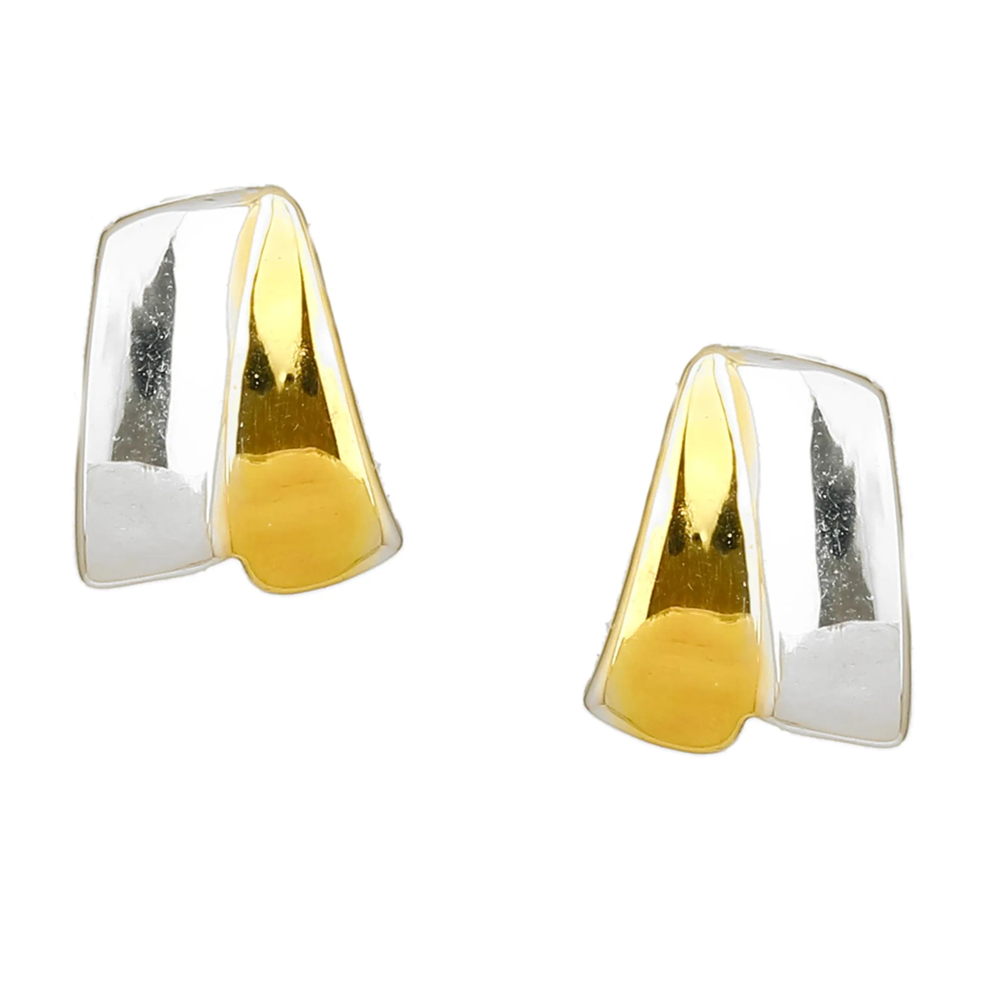 Estele Gold and Silver Plated Ribbon end Stud Earrings for women