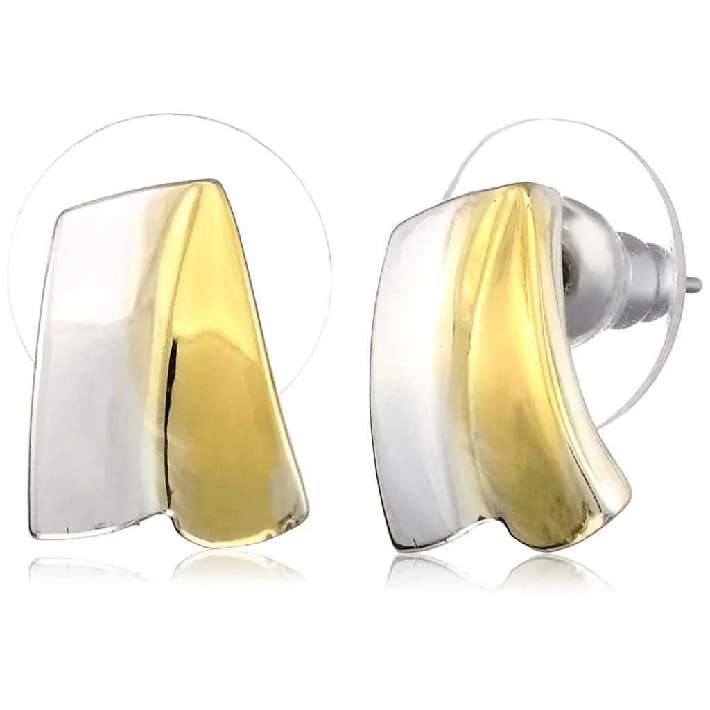 Estele Gold and Silver Plated Ribbon end Stud Earrings for women