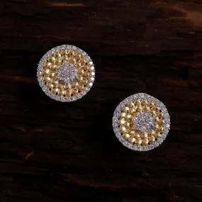 Estele Gold Plated American Diamond Round Shaped Earrings for Women