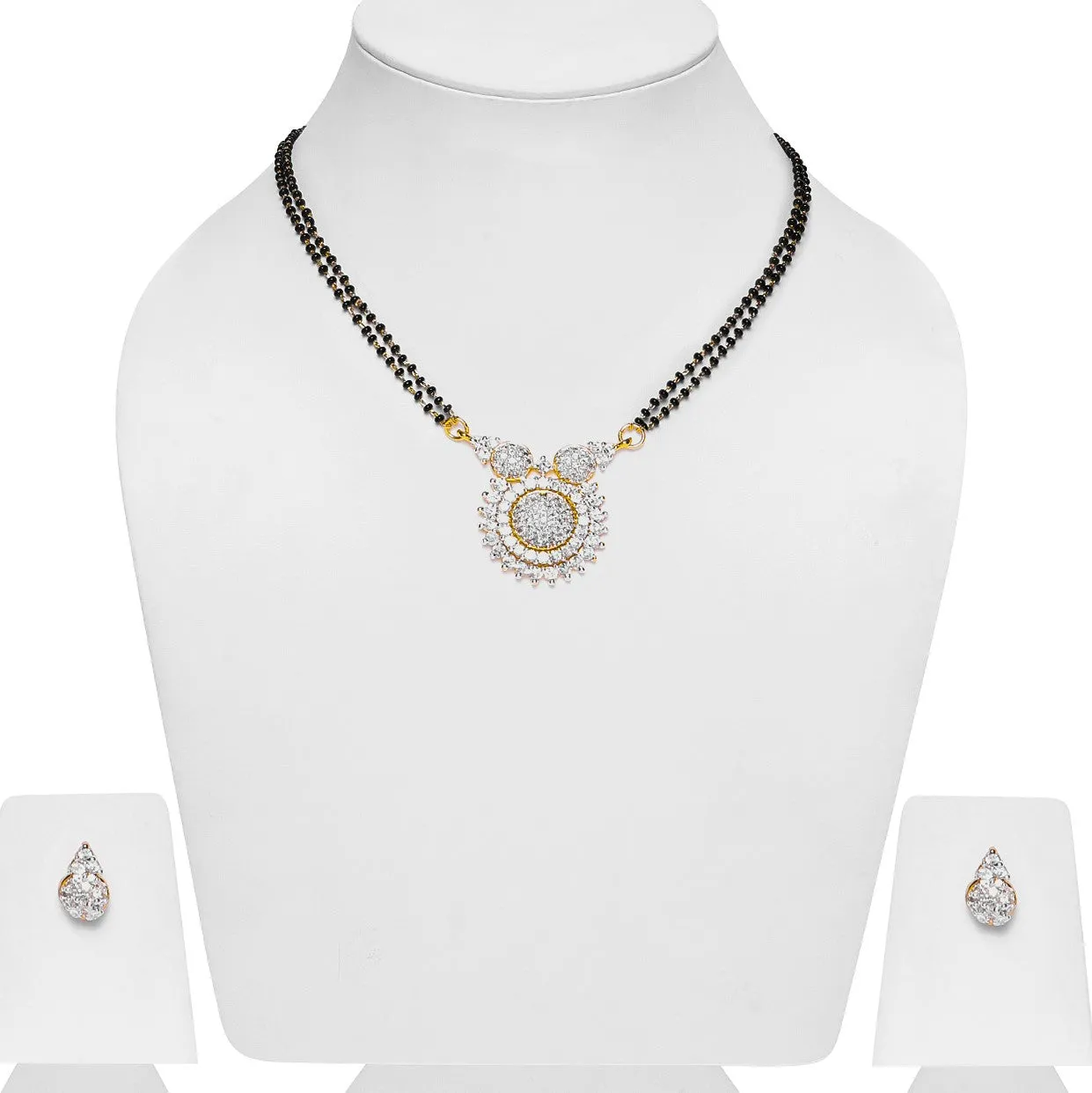 Estele Gold Plated CZ Circular Designer Mangalsutra Necklace Set for Women