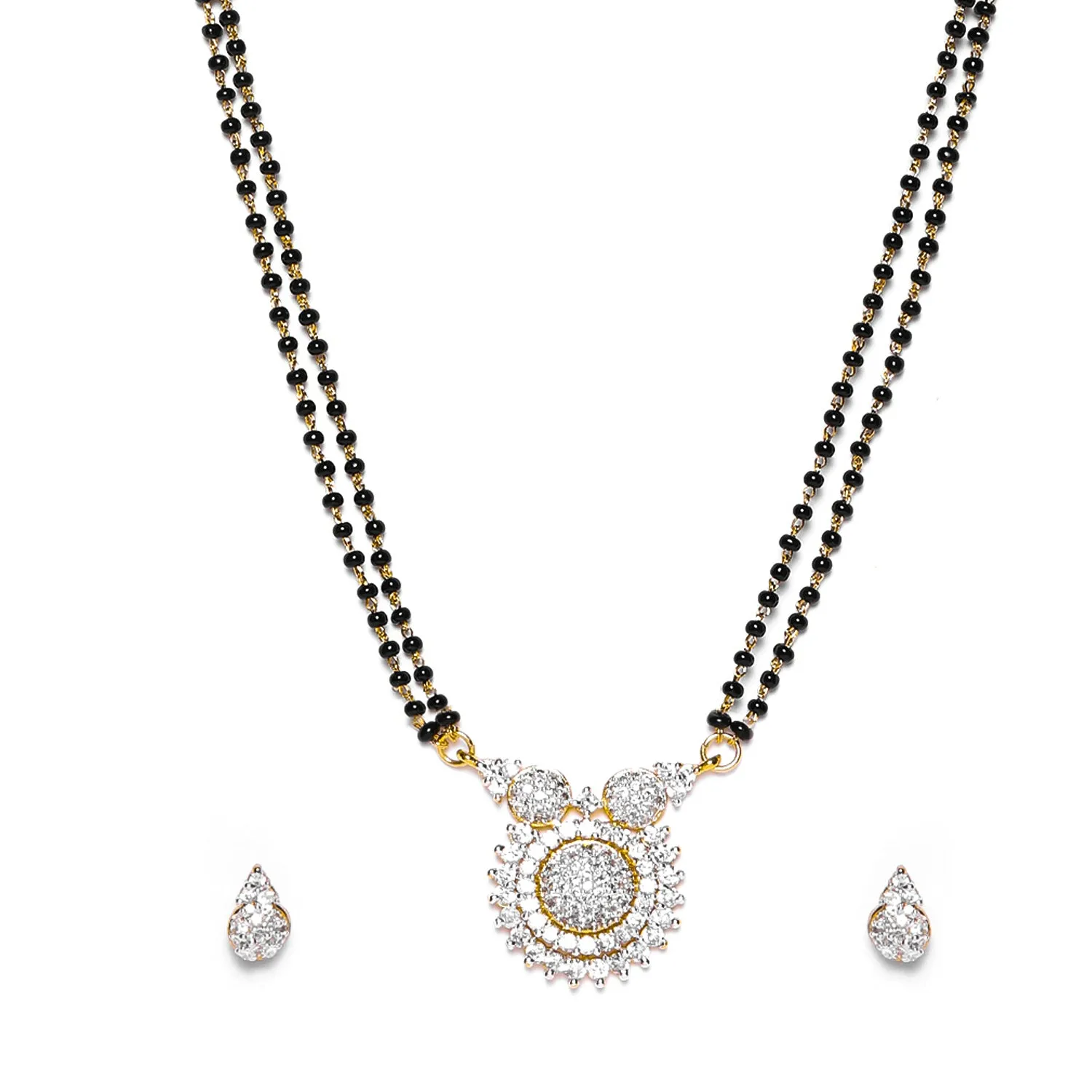 Estele Gold Plated CZ Circular Designer Mangalsutra Necklace Set for Women