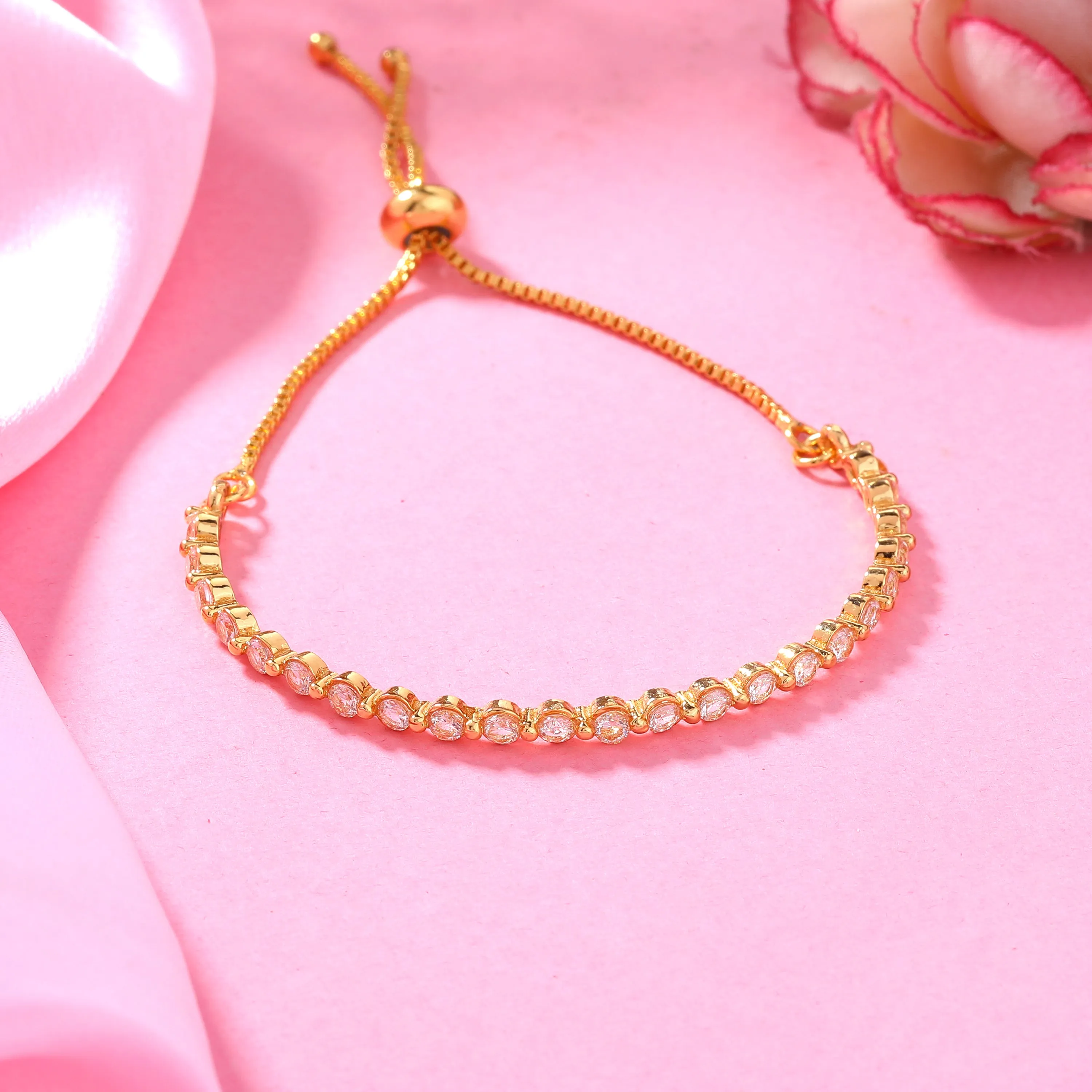 Estele Gold Plated CZ Glittering Bracelet for Women