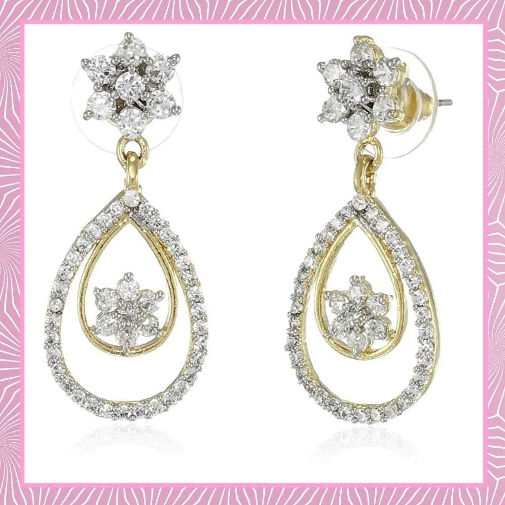 Estele Gold Plated Dazzling diamond nakshatra Dangle Earrings for women