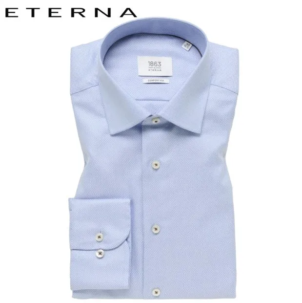 Eterna 1863 Sky Blue Twill Detail Shirt Blue