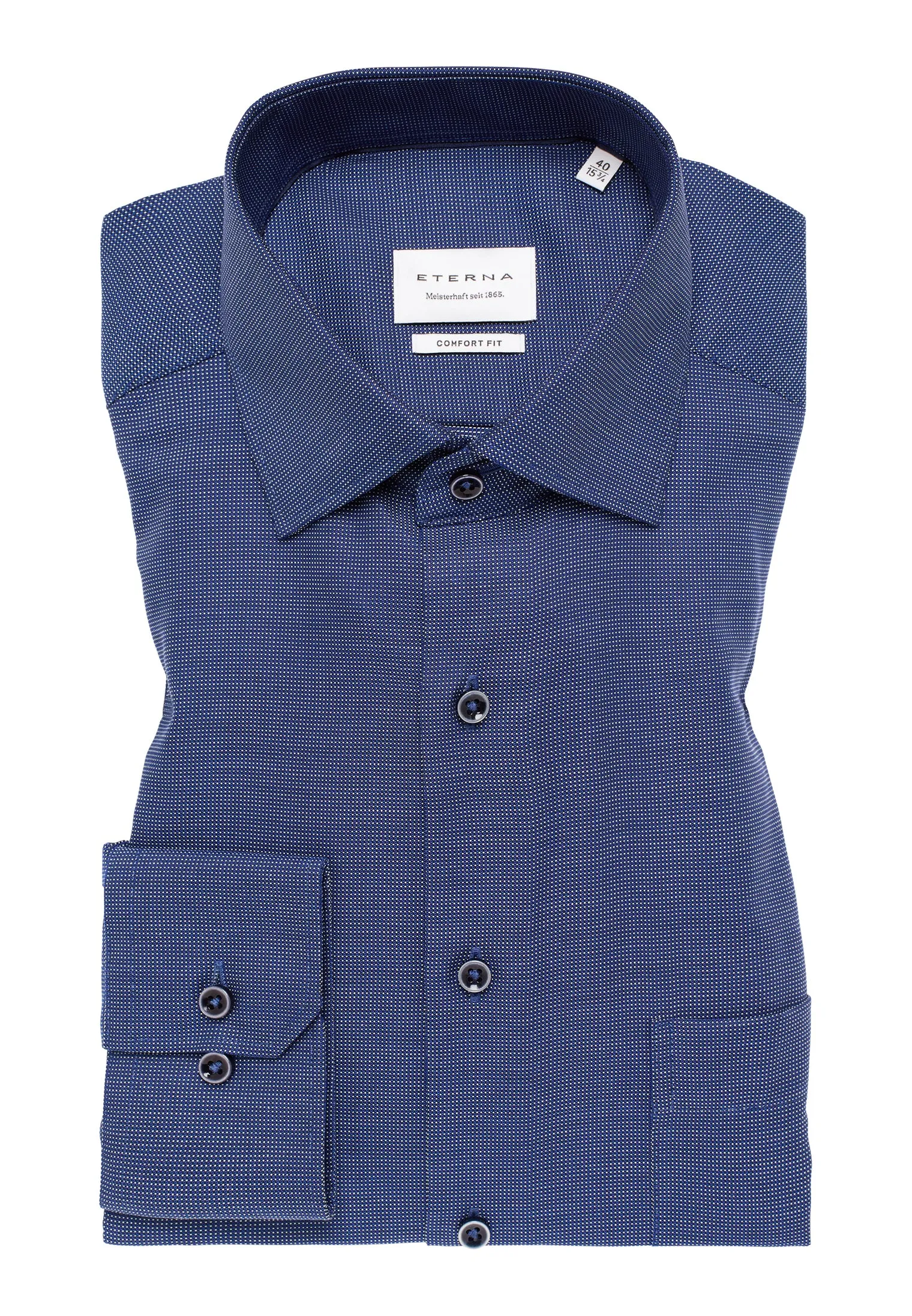 Eterna Stuctured Micro Dot Blue Shirt Blue