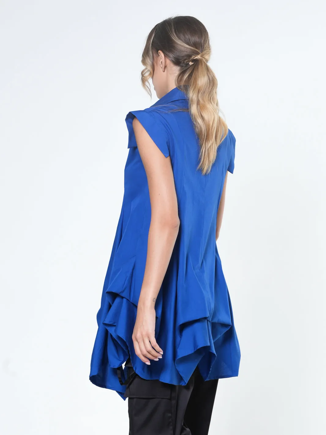 Extravagant Draped Tunic Shirt In Blue