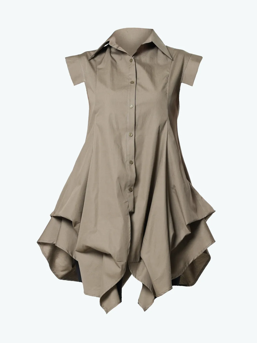 Extravagant Draped Tunic Shirt In Khaki