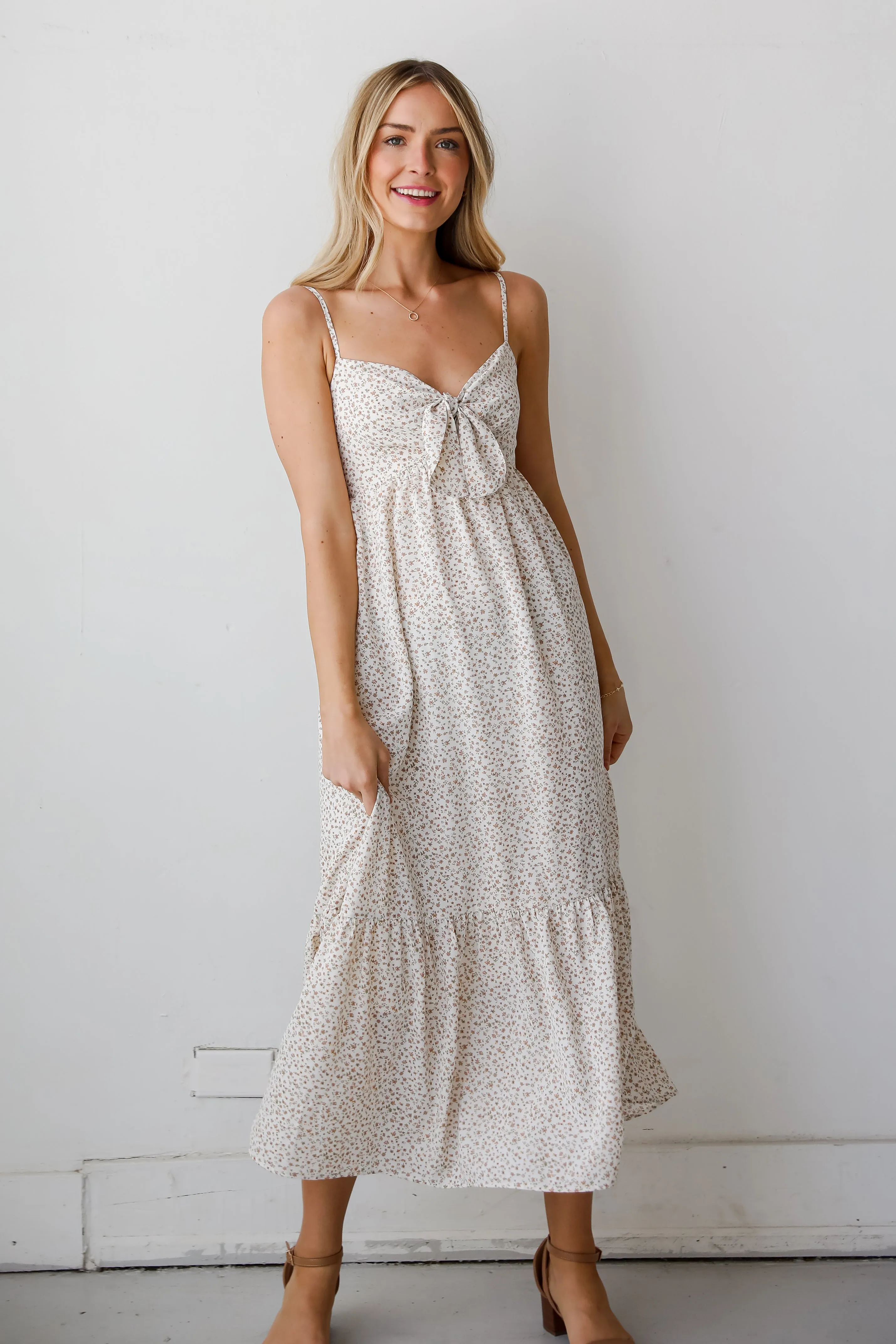 FINAL SALE - Blissfully Graceful Cream Floral Maxi Dress