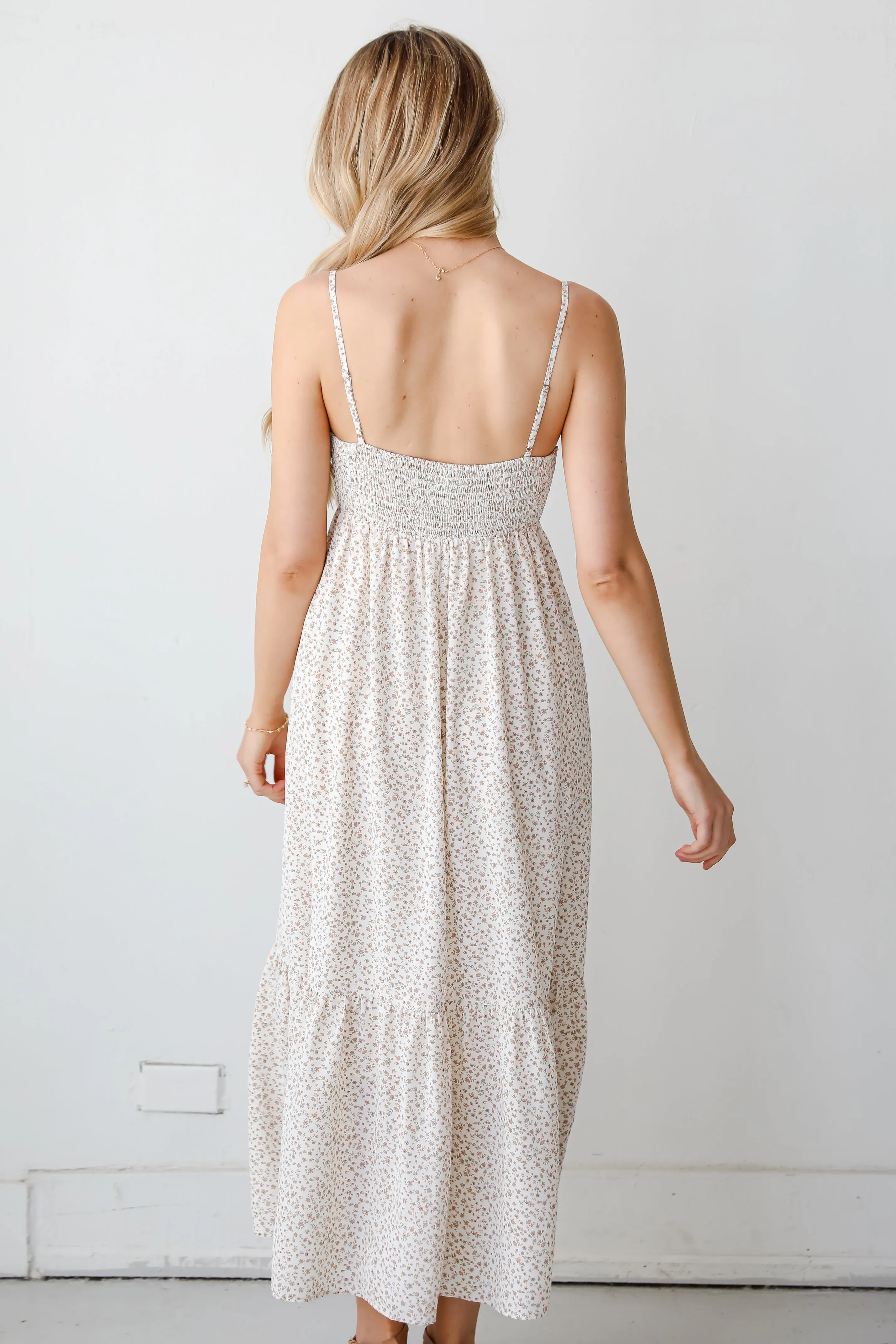 FINAL SALE - Blissfully Graceful Cream Floral Maxi Dress