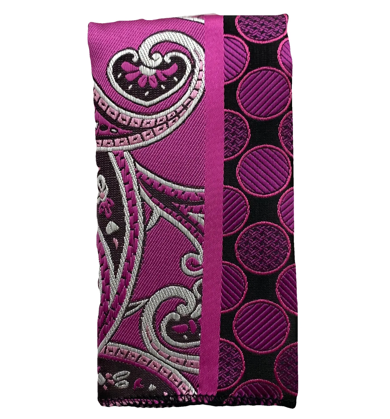 Gianfranco Tie and Handkerchief - Magenta Paisley Polka Dots T48