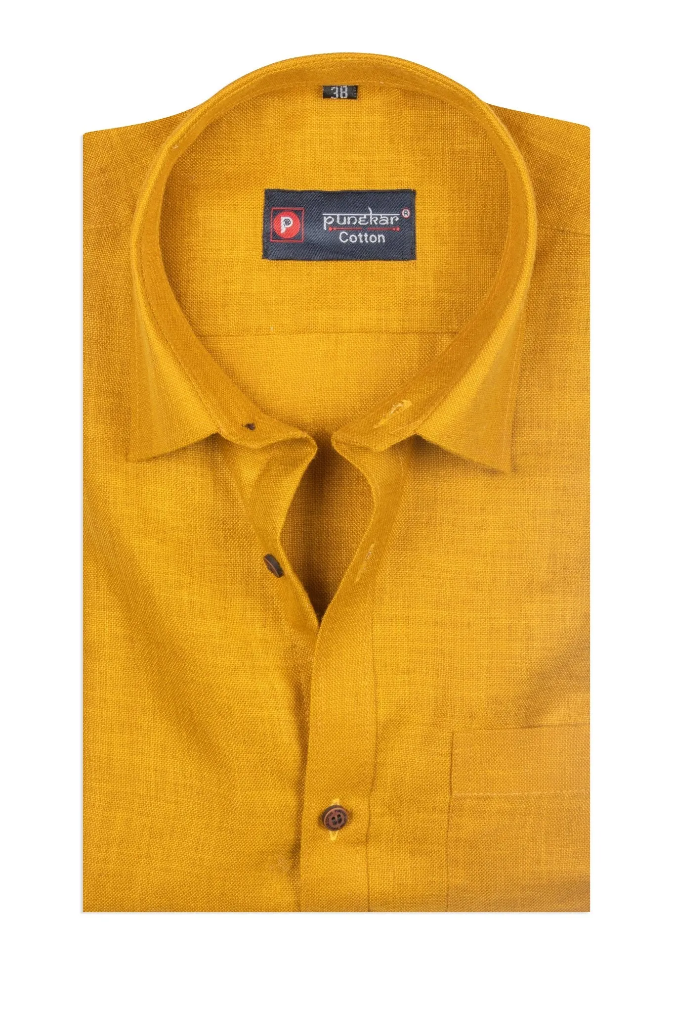 Golden Color Blended Linen Shirt For Men's