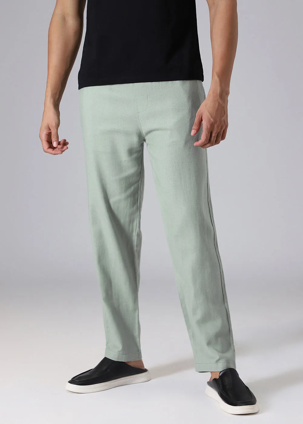 Green Drawstring Linen Pant