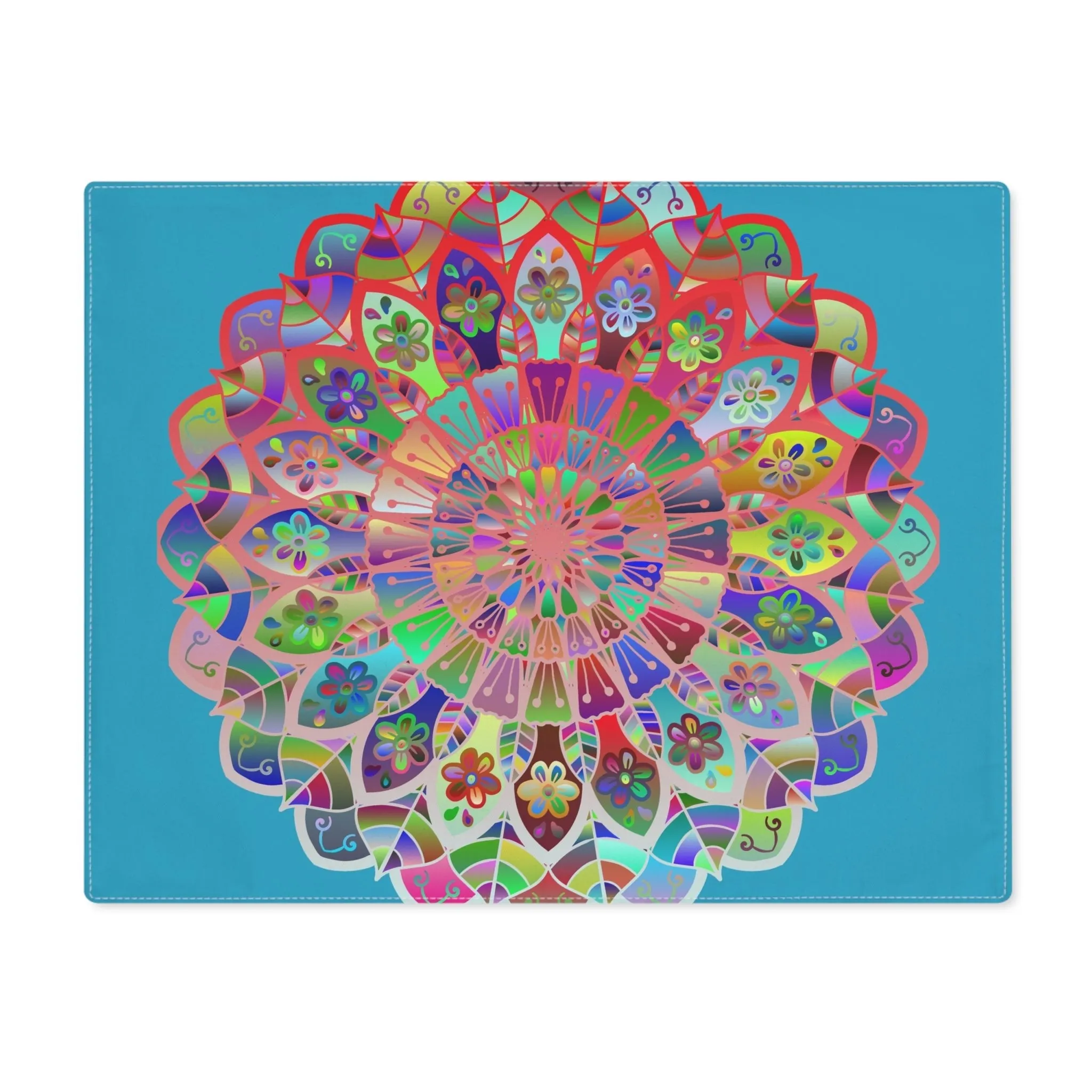 Hand-Drawn Mandala Art Turquoise Placemat 1pc