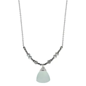 J & I Aqua Sky Wrapped Chalcedony Necklace