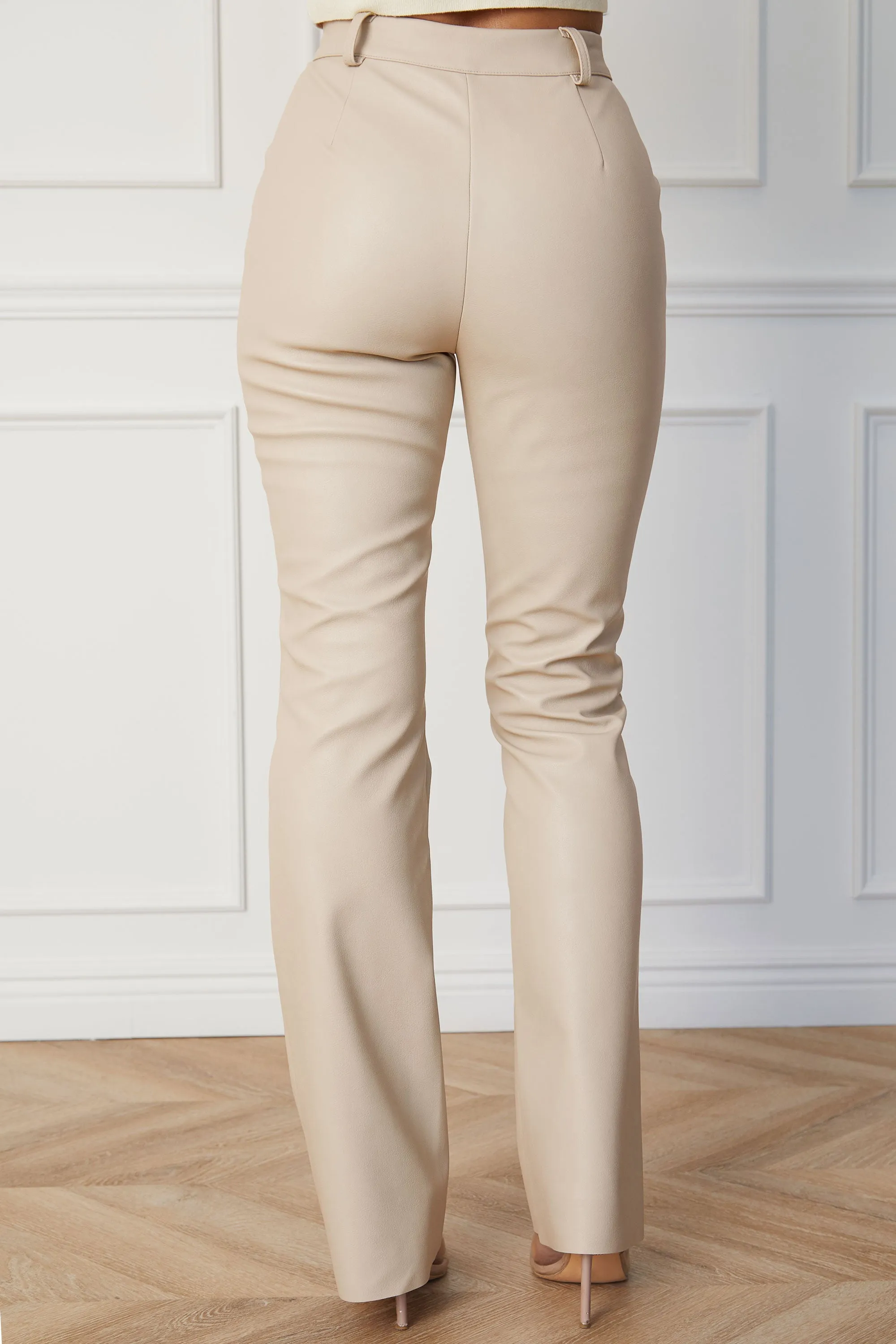 Jayden Beige Vegan Leather Pants