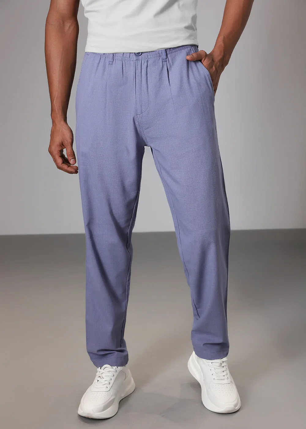 Lavender Comfort Fit Linen Pant