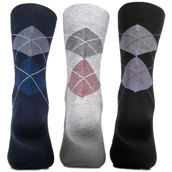 Men Socks - Argyle Style Multicolored Designer Crew Length Socks