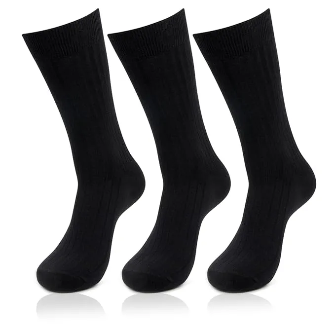 Men's Cotton Black Rib Socks- Pack of 3