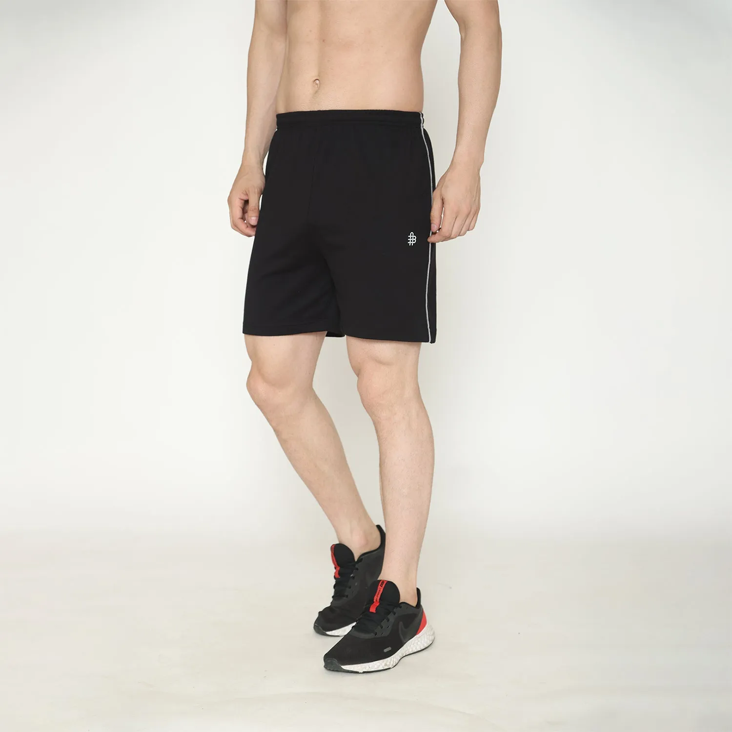 Men's Solid Knitted Shorts - Black