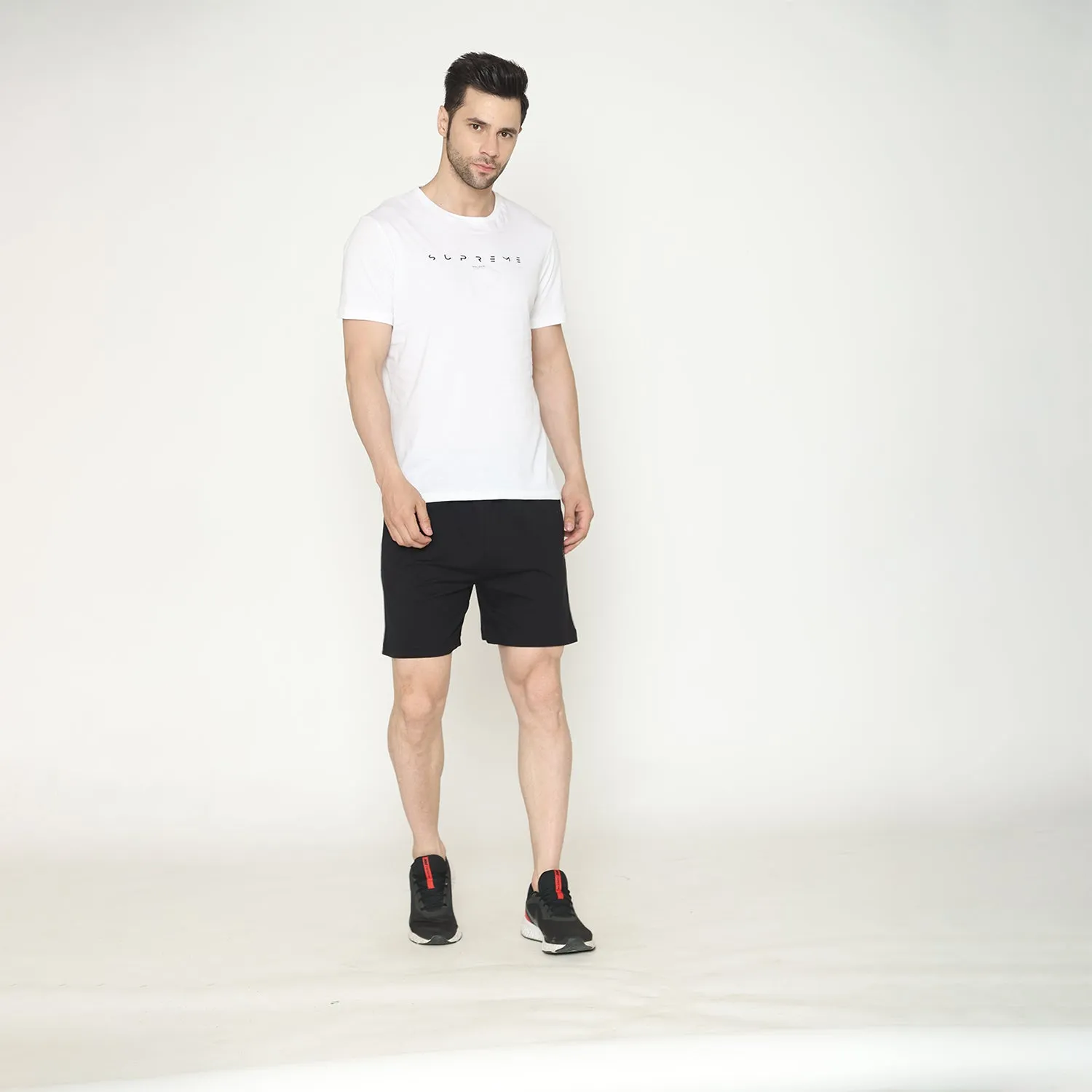 Men's Solid Knitted Shorts - Black