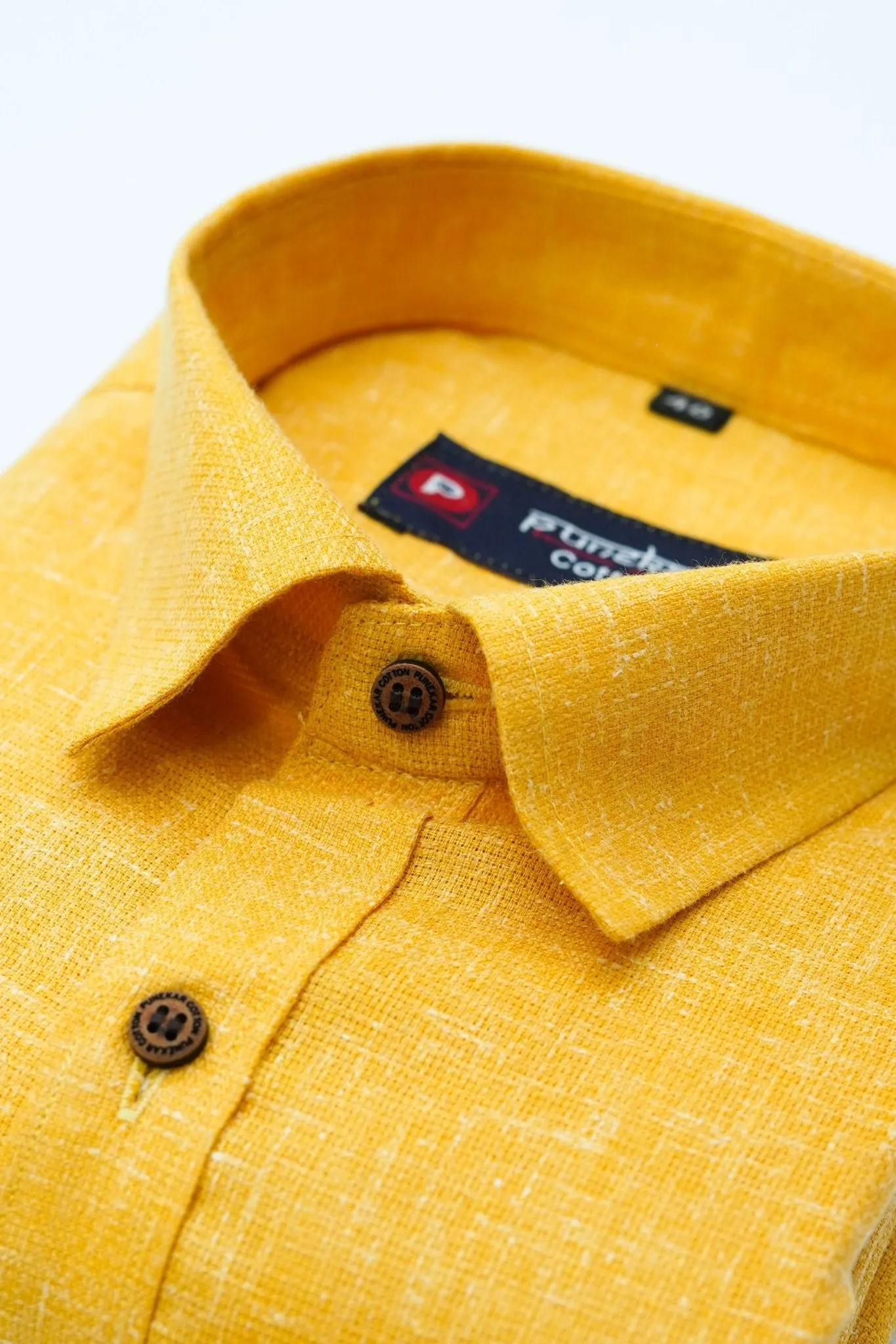 Punekar Cotton Golden Color Cotton Linen Formal Shirt for Men's.