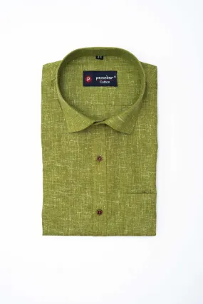 Punekar Cotton Men's Formal Handmade Mehandi Color Shirt for Men's.