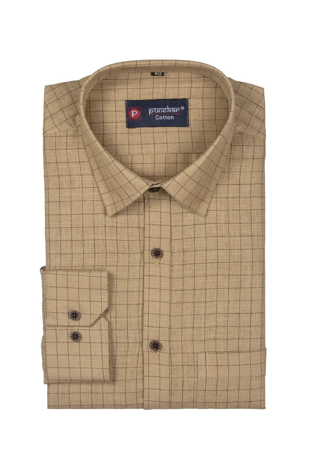 Punekar Cotton Multi Color Check Criss Cross Woven Cotton Shirt for Men's.