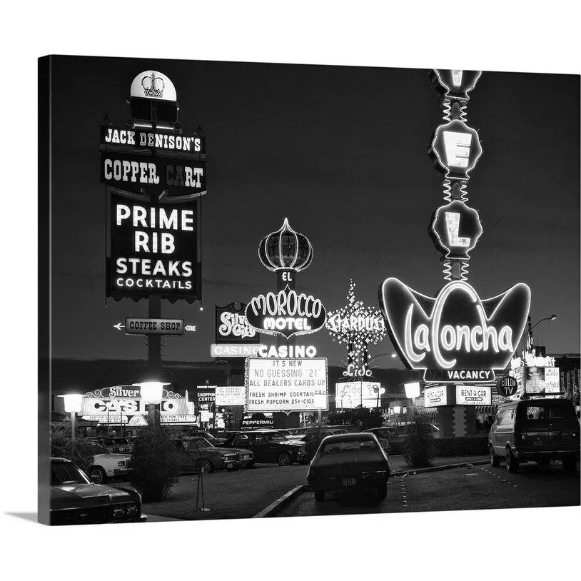 "1980's Night Neon On The Strip For El Morocco La Concha Stardust Las Vegas Ne" Canvas Wall Art