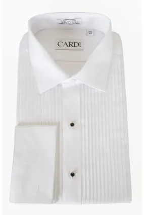 "Charles" White Spread Collar Tuxedo Shirt