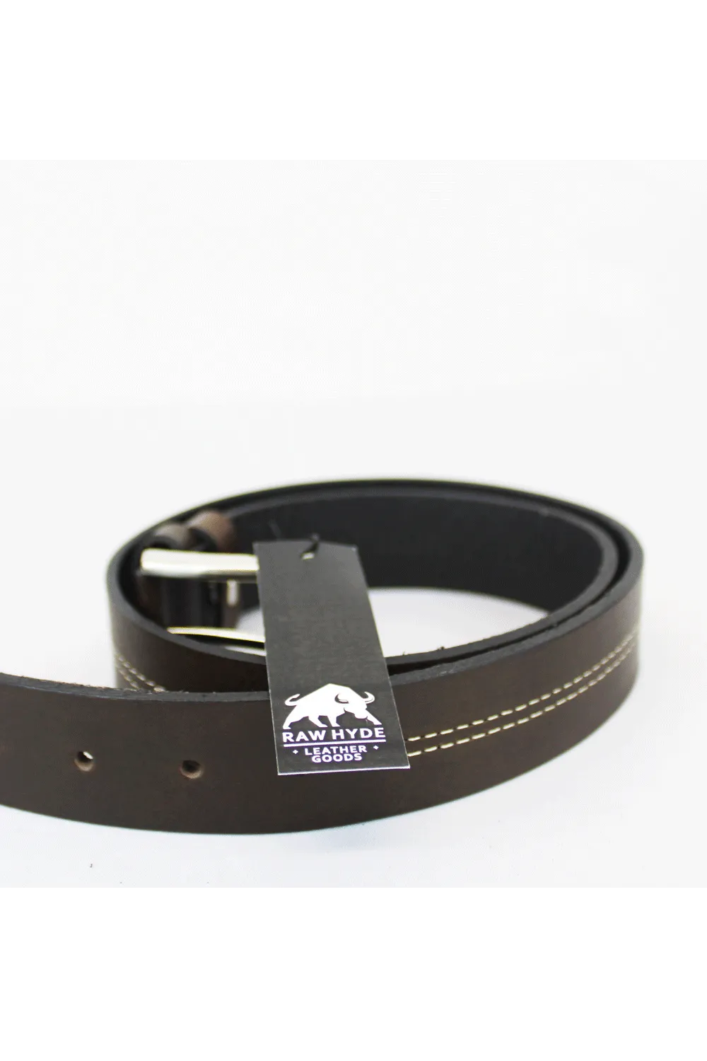 RAW HYDE WHITE STRIPE DARK BROWN BELT